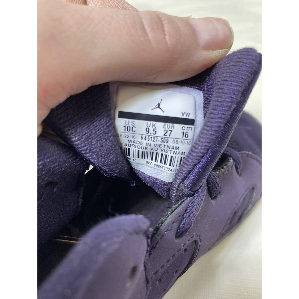 Nike Baby Air Jordan 6 Retro 645127-509 Purple Lace Up Sneaker Shoes Size 10C - Picture 6 of 7